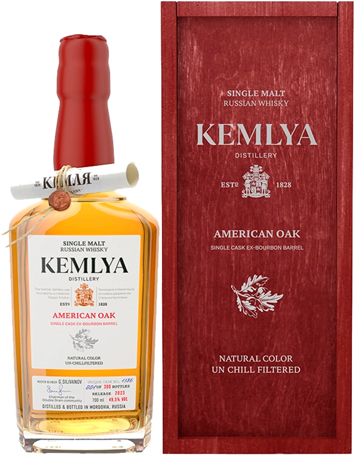 Кемля Американ Оук Синг Молт Виски в подарочной упаковке 0.7 л