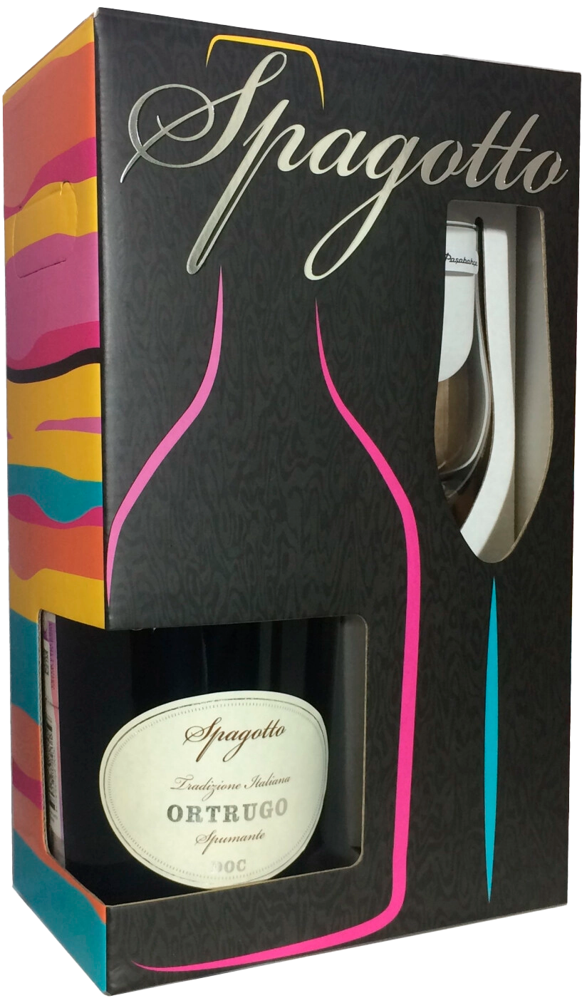 Спаготто Ортуго дей Колли Пьячентини DOC Кантине Куатро Валли в подарочной упаковке с бокалом 0.75 л