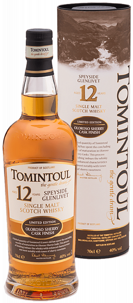 Tomintoul Speyside Glenlivet Oloroso Sherry Cask Finish Single Malt Scotch Whisky 12 y.o. (gift box), 0.7л