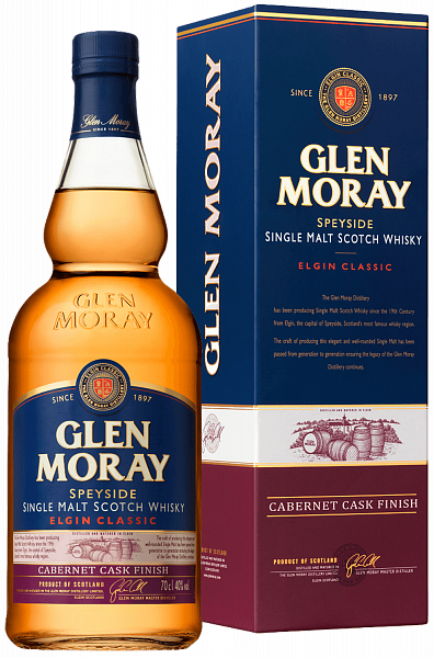 Glen Moray Elgin Classic Cabernet Cask Finish Speyside Single Malt Scotch Whisky (gift box), 0.7л