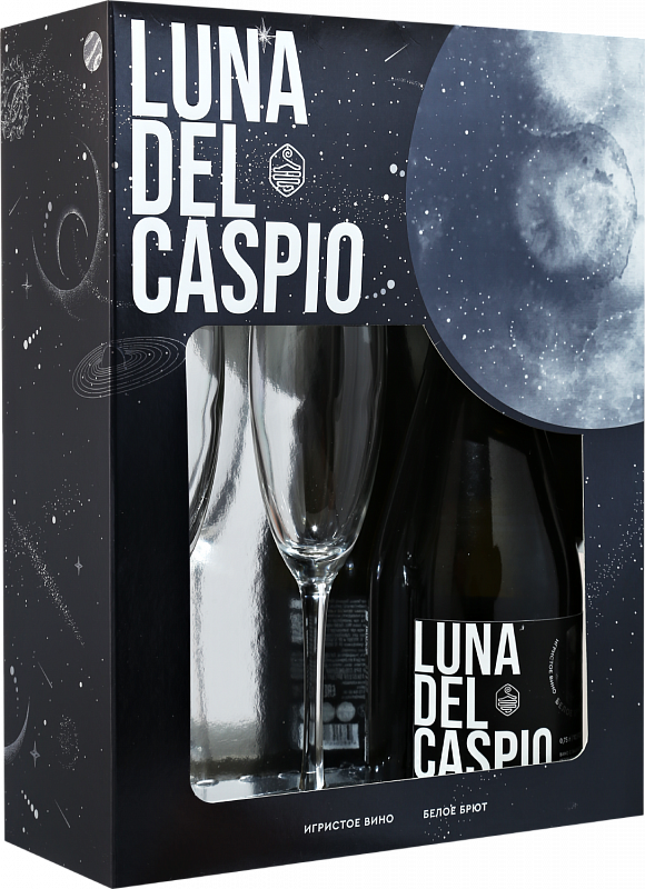 Луна дель Каспио Дагестан ЗГУ Дербент Вино (подарочный набор с 2-мя бокалами) 2022 0.75 л